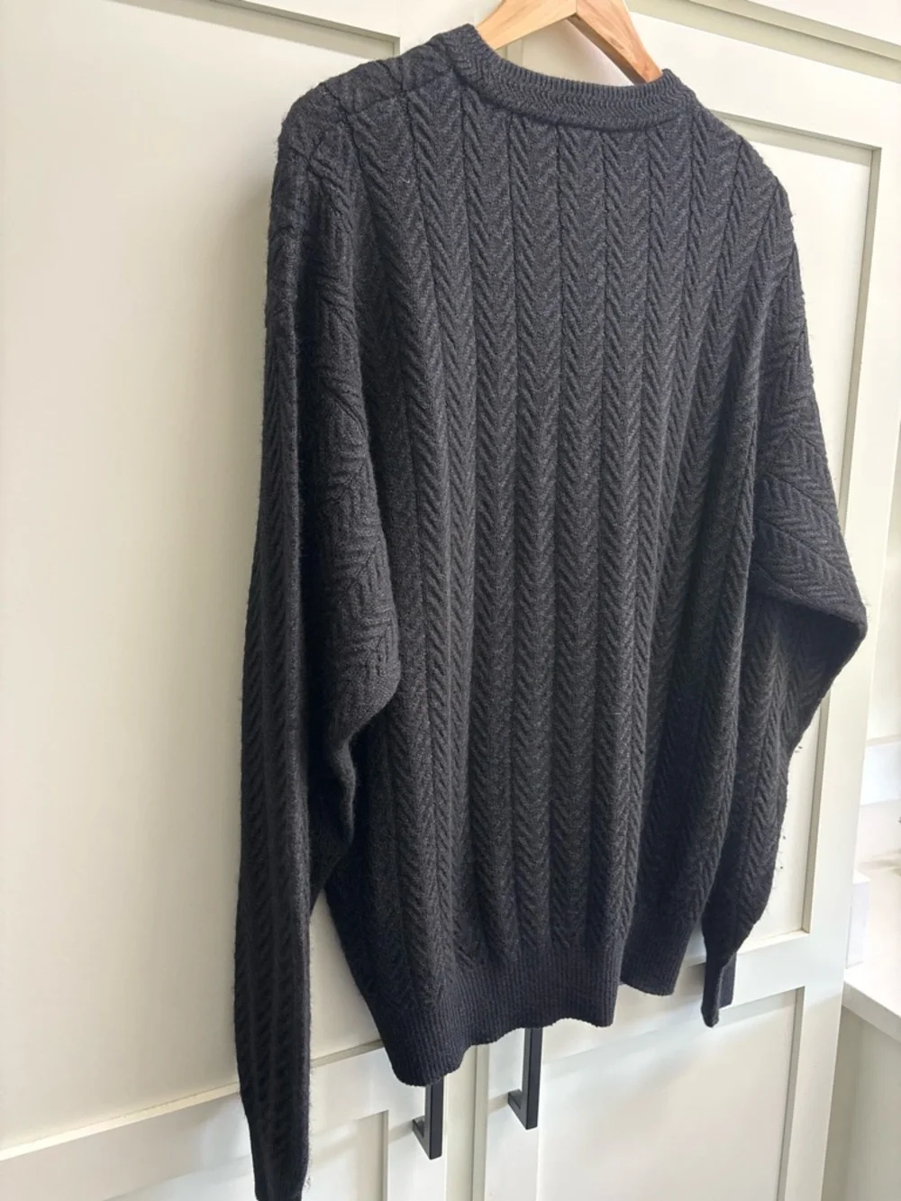 Bobby Jones Baby Alpaca Silk Sweater Knit Crewneck Men’s Large Black Peru Luxury - Picture 5 of 7
